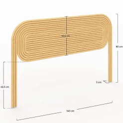 Tête de lit en rotin naturel 140 cm><noscript><img width=