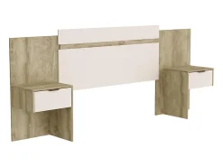 Tête de lit extensible avec chevets - 140/160 cm - Coloris : Naturel et ivoire - PARATI>Vente-unique Hot