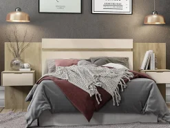 Tête de lit extensible avec chevets - 140/160 cm - Coloris : Naturel et ivoire - PARATI><noscript><img width=