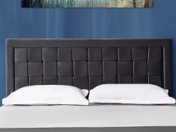 Vente-unique Tête de lit JENNA - 160 cm - Velours - Gris foncé* Tête De Lit