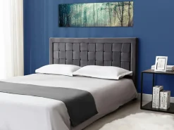 Tête de lit JENNA - 140 cm - Velours - Gris foncé><noscript><img width=