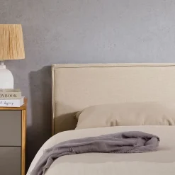 Idimex Tête de lit KLAO 160 sur pieds, en tissu - Écru* Tête De Lit