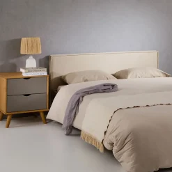 Idimex Tête de lit KLAO 160 sur pieds, en tissu - Écru* Tête De Lit