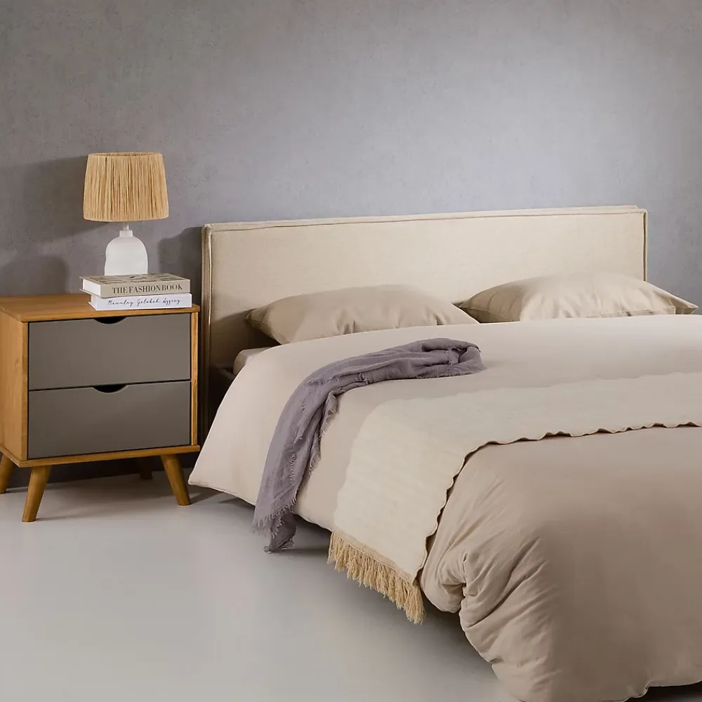 Idimex Tête de lit KLAO 160 sur pieds, en tissu - Écru* Tête De Lit