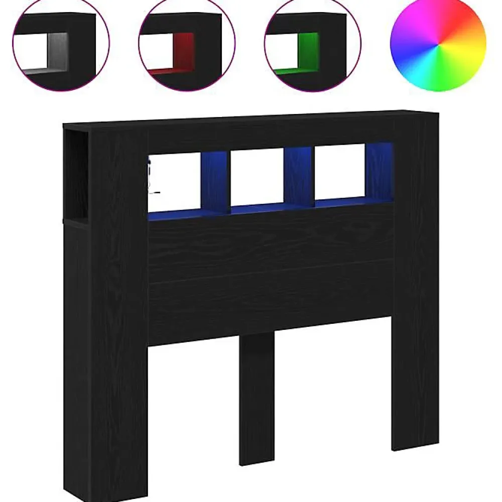 Vidaxl Tête de lit LED avec étagère Chêne noir 120 x 18,5 x 103,5 cm* Tête De Lit