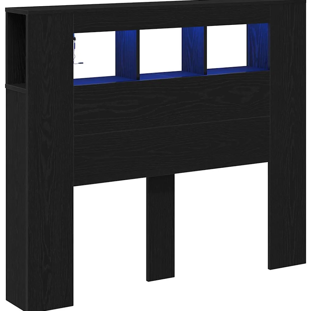 Vidaxl Tête de lit LED avec étagère Chêne noir 120 x 18,5 x 103,5 cm* Tête De Lit