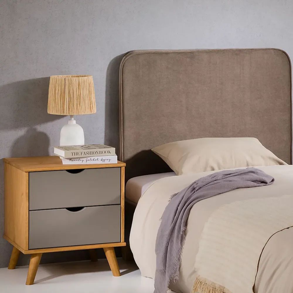 Idimex Tête de lit LUNAR 90 avec fixation murale, en tissu - Grège* Tête De Lit