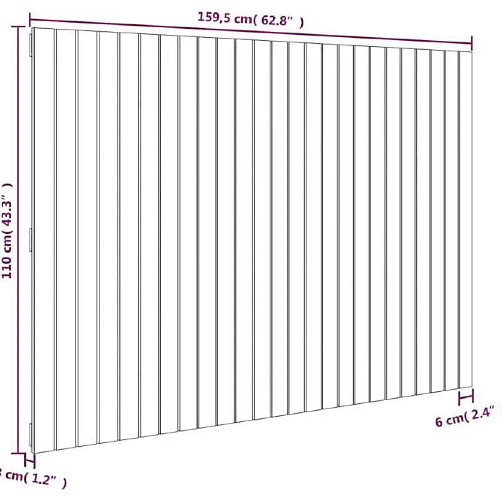 Tête de lit murale Blanc 159,5x3x110 cm Bois massif de pin>Vidaxl New