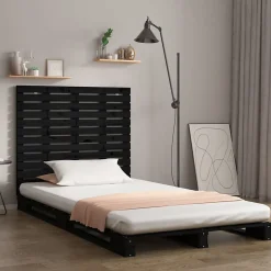 Tête de lit murale Noir 141x3x91,5 cm Bois massif de pin>Vidaxl Clearance
