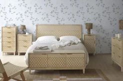 Tête de lit plaquée en bois de chêne et finition beige 165x60 cm><noscript><img width=
