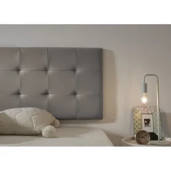 Tête de lit pour 120 lits Capitone Similicuir Check 152 x 57 x 5 cm Rembourrage en mousse et renfort de dossier Couleur Gris. ECCO><noscript><img width=