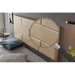 Eccox Tête de lit pour lit 90 Briques de similicuir 112 x 57 x 5 cm Rembourrage en mousse et renfort de dossier Couleur Camel Clair. ECC* Tête De Lit