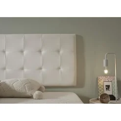 Eccox Tête de lit pour lit 160 capitone similicuir carrés 162 x 57 x 5 cm Rembourrage en mousse et renfort de dossier couleur Blanc. ECC* Tête De Lit