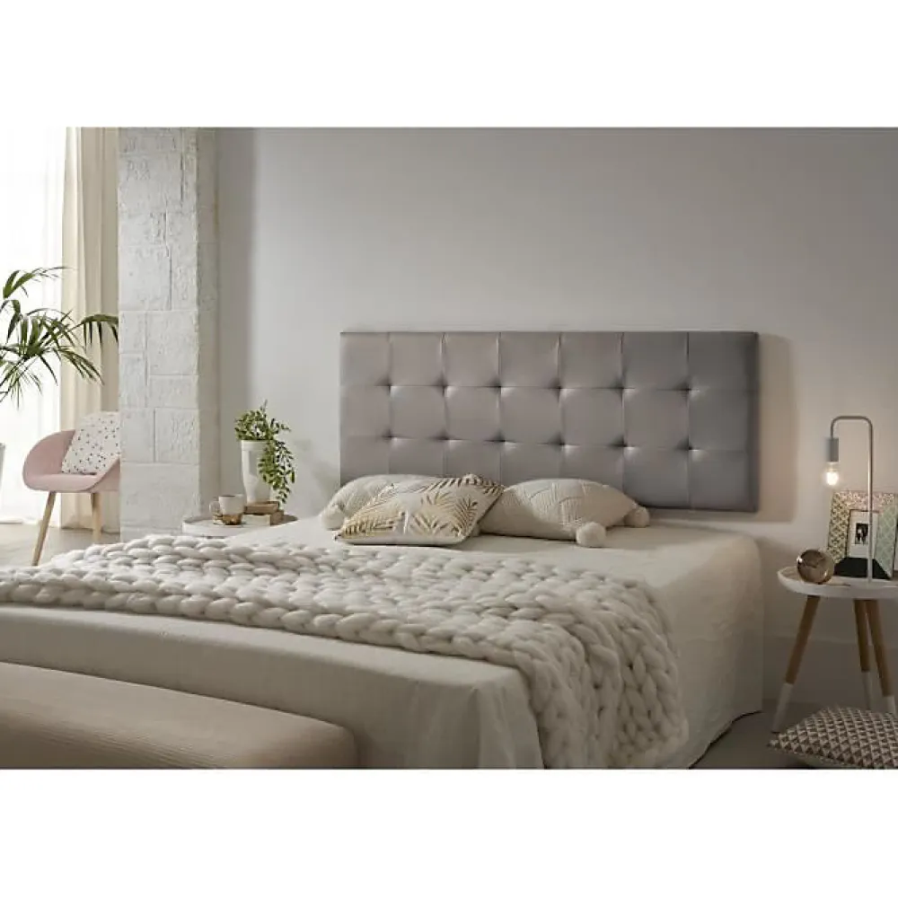 Eccox Tête de lit pour lit de 110 carrés en similicuir Capitone 112 x 57 x 5 cm Gris.* Tête De Lit