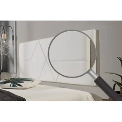 Eccox Tête de lit pour lit de 120 Deux diamants en similicuir 152 x 57 x 5 cm Rembourrage en mousse Couleur Blanc.* Tête De Lit