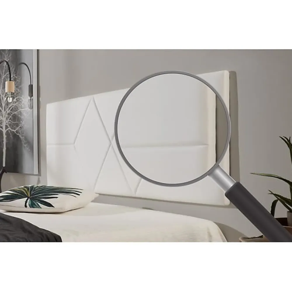 Eccox Tête de lit pour lit de 120 Deux diamants en similicuir 152 x 57 x 5 cm Rembourrage en mousse Couleur Blanc.* Tête De Lit