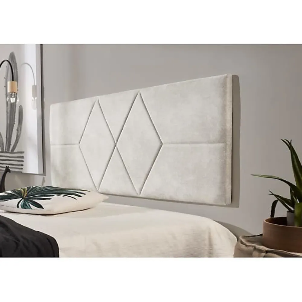 Tête de lit pour lit de 120 Deux Diamants de Tissu Anti-Tache 152 x 57 x 5 cm Couleur Blanc Gris Effet Granit.>Eccox Online