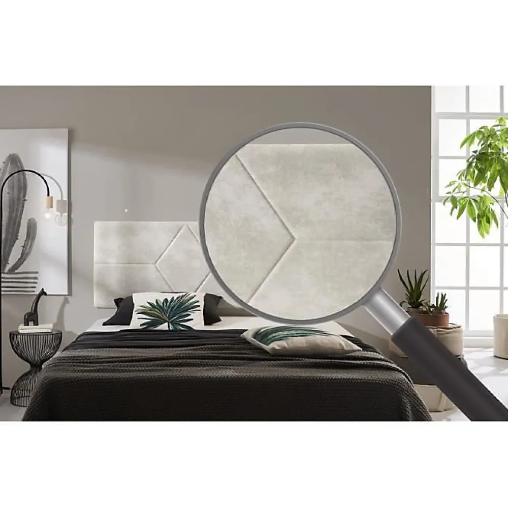 Tête de lit pour lit de 120 Deux Diamants de Tissu Anti-Tache 152 x 57 x 5 cm Couleur Blanc Gris Effet Granit.>Eccox Online