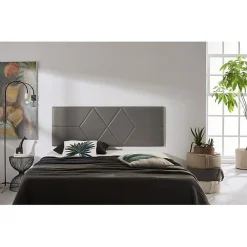 Tête de lit pour lit de 100 Deux diamants en similicuir 112 x 57 x 5 cm Rembourrage en mousse Couleur Gris.>Eccox Clearance