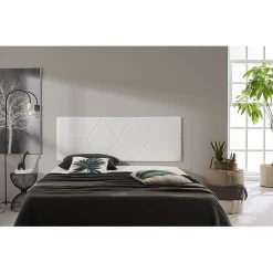 Tête de lit pour lit de 105 Deux diamants en similicuir 112 x 57 x 5 cm Rembourrage en mousse Couleur Blanc.>Eccox
