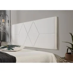 Tête de lit pour lit de 105 Deux diamants en similicuir 112 x 57 x 5 cm Rembourrage en mousse Couleur Blanc.><noscript><img width=