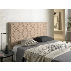 Tête de lit Rubi pour lit 90 en tissu camel 115x115x8.><noscript><img width=