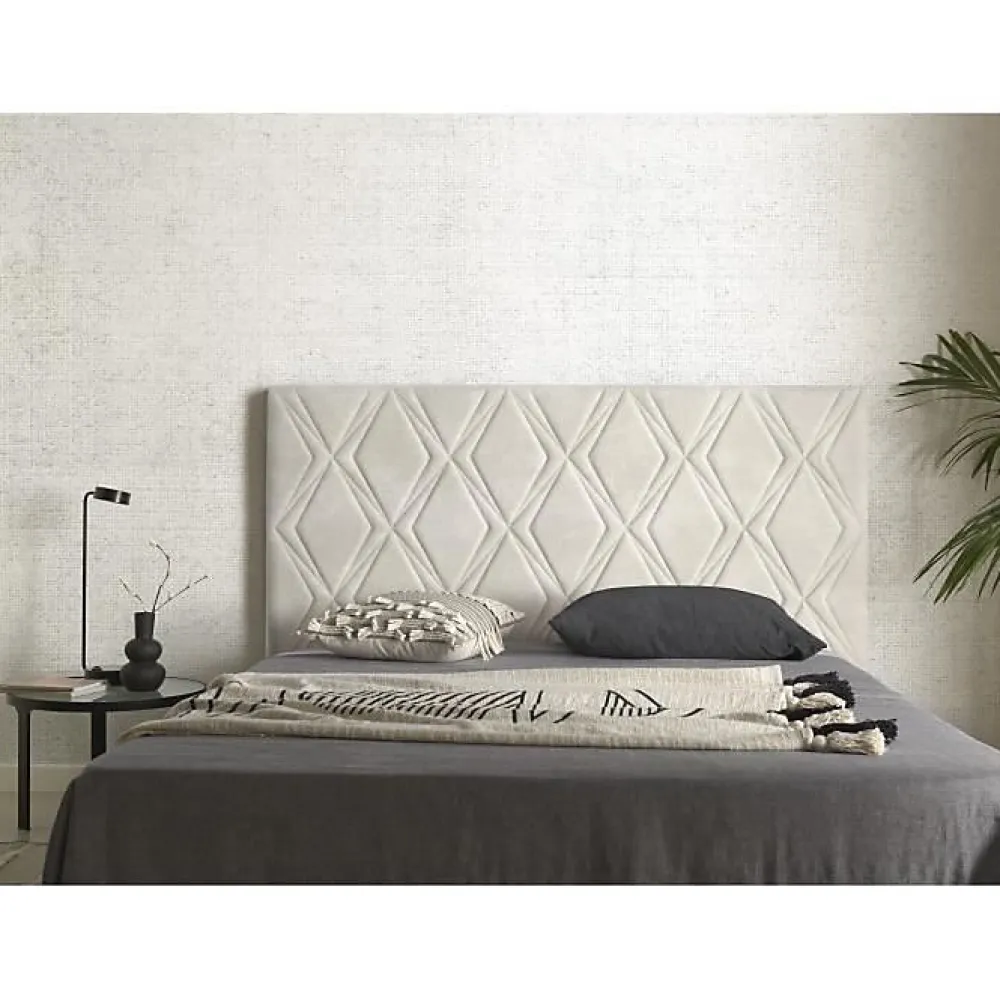 Tête de lit Rubi pour lit 105 en tissu gris blanc 115x115x8.>Eccox Online