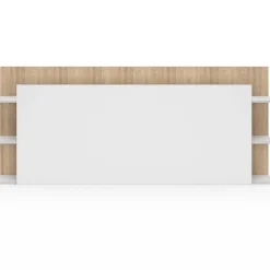 Tête de lit sur pied CIRI pour lit 140 et 160 cm avec rangements blanc et bois><noscript><img width=