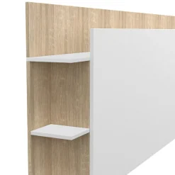 Tête de lit sur pied CIRI pour lit 140 et 160 cm avec rangements blanc et bois><noscript><img width=