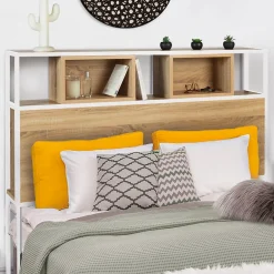 IDMarket Tête de lit sur pied DETROIT 145 cm bois et métal blanc design industriel* Tête De Lit