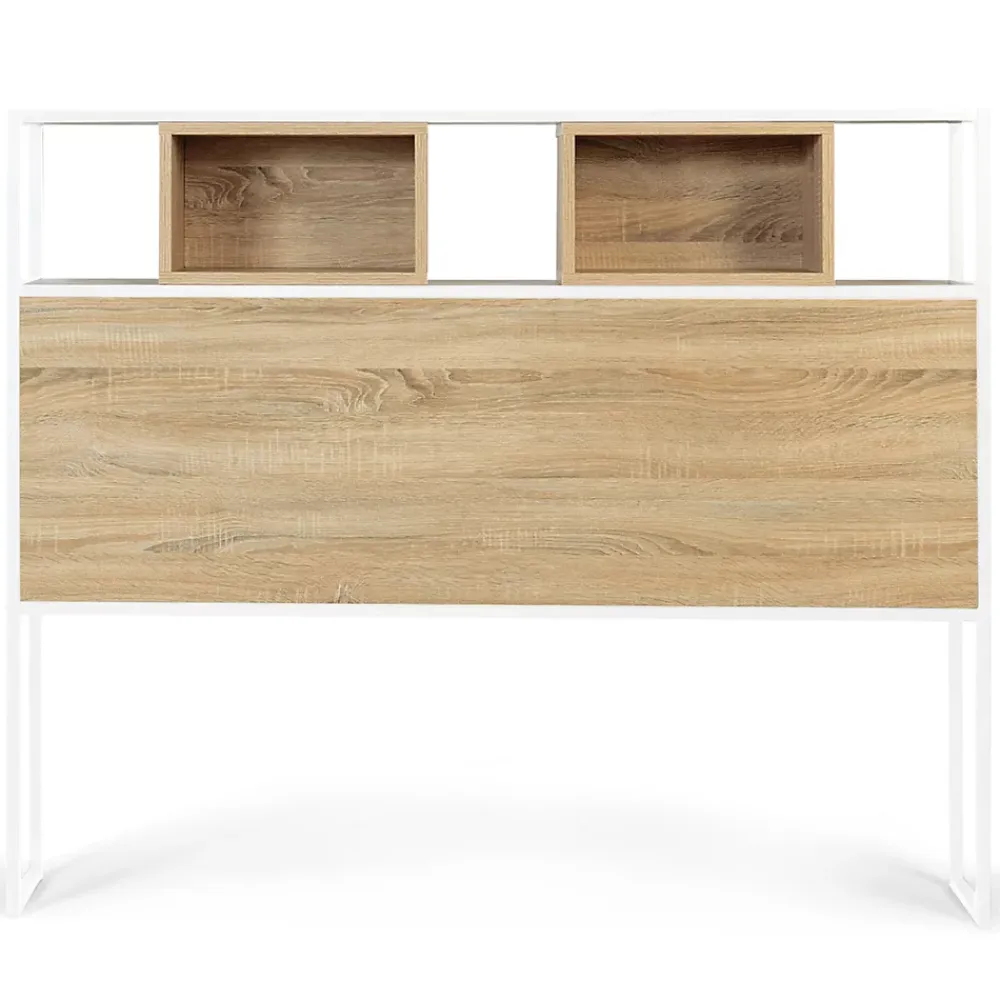 IDMarket Tête de lit sur pied DETROIT 145 cm bois et métal blanc design industriel* Tête De Lit