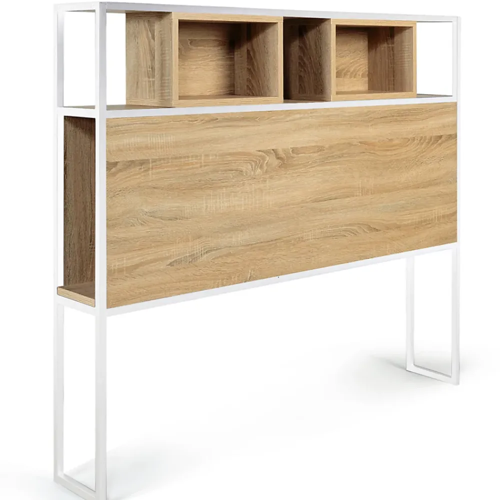 IDMarket Tête de lit sur pied DETROIT 145 cm bois et métal blanc design industriel* Tête De Lit