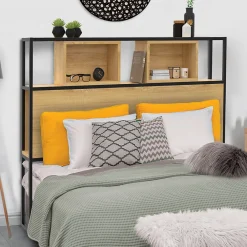 Tête de lit sur pied DETROIT 165 cm bois et métal noir design industriel>IDMarket Hot