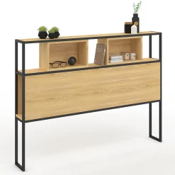 Tête de lit sur pied DETROIT 165 cm bois et métal noir design industriel>IDMarket Hot