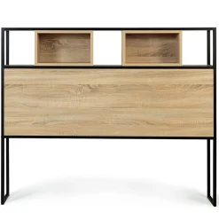 Tête de lit sur pied DETROIT 145 cm bois et métal noir design industriel><noscript><img width=