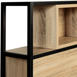 Tête de lit sur pied DETROIT 145 cm bois et métal noir design industriel><noscript><img width=