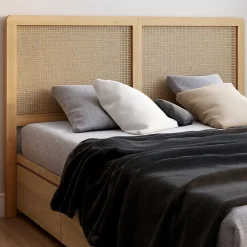 Tête de lit sur pied EDHEN 160 cm cannage et bois>IDMarket Outlet