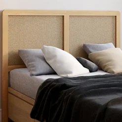 Tête de lit sur pied EDHEN 140 cm cannage et bois>IDMarket Discount