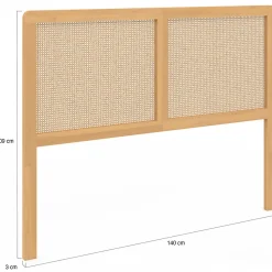 Tête de lit sur pied EDHEN 140 cm cannage et bois><noscript><img width=