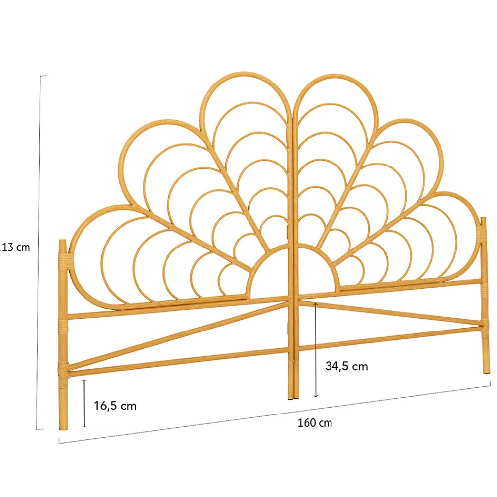 Tête de lit sur pied IVY 160 cm effet rotin en forme de fleur>IDMarket Best