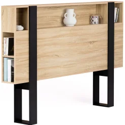 Tête de lit sur pied PHOENIX 160 cm avec rangements bois et noir>IDMarket Clearance