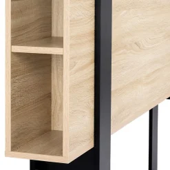 Tête de lit sur pied PHOENIX 160 cm avec rangements bois et noir><noscript><img width=