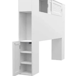 IDMarket Tête de lit sur pied SALEM 145 cm avec rangements fermés et niches blanc* Tête De Lit
