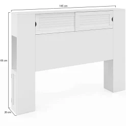 IDMarket Tête de lit sur pied SALEM 145 cm avec rangements fermés et niches blanc* Tête De Lit