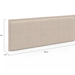 Tête de lit suspendue ALHYA 160 cm en tissu beige lin><noscript><img width=
