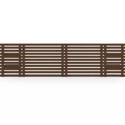 Tête de lit suspendue en lattes AVA 240 cm bois vieilli et étagères noires><noscript><img width=