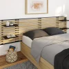 IDMarket Tête de lit suspendue en lattes DETROIT 240 cm bois et métal noir avec étagères design industriel* Tête De Lit