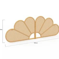 Tête de lit suspendue IVY 160 cm effet rotin et cannage en forme de fleur><noscript><img width=