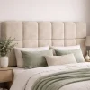 Tête de lit suspendue matelassée NUAGE velours beige 160 cm>IDMarket Hot