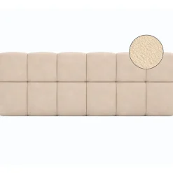 Tête de lit suspendue matelassée NUAGE velours beige 160 cm><noscript><img width=